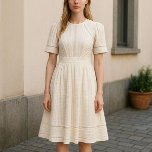 Zimmerman Lace Cotton White Knee Length Dress Size 1 US6